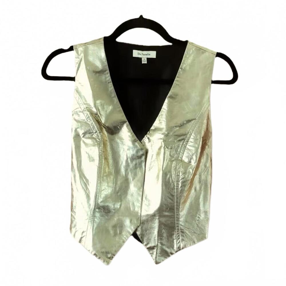NEW DU PARADIS women's metallic vest in gold